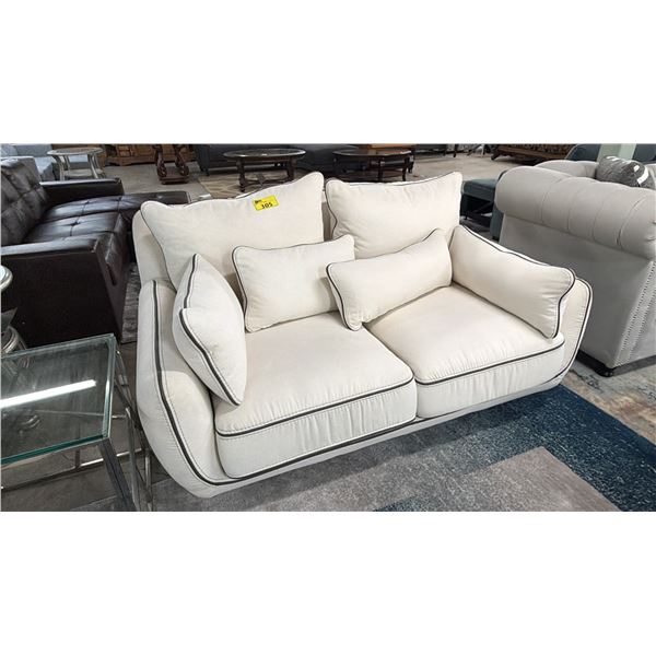 FABRIC LOVESEAT WITH THROW PILLOWS