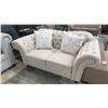 Image 2 : STUDDED FABRIC BUTTON BACK LOVESEAT WITH THROW PILLOWS