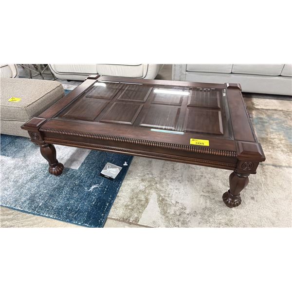 SIGNATURE DESIGN BY ASHLEY WOOD & IN-LAID GLASS COFFEE TABLE