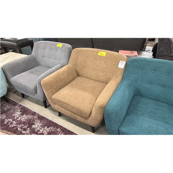 FABRIC BUTTON BACK LOUNGE CHAIR