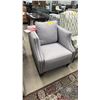 Image 1 : STUDDED FABRIC LOUNGE CHAIR