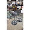 Image 2 : (2) ASSORTED CHROME BASE & LEATHER ADJUSTABLE BAR CHAIRS