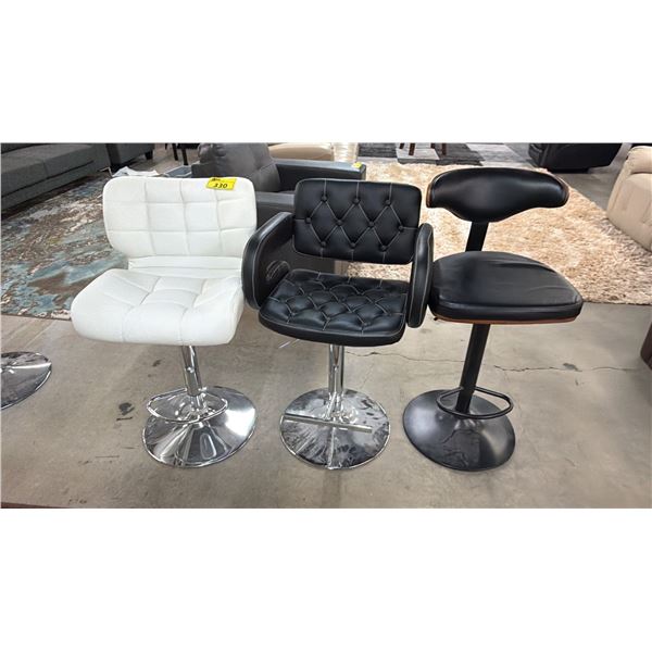 (3) ASSORTED ADJUSTABLE BAR CHAIRS