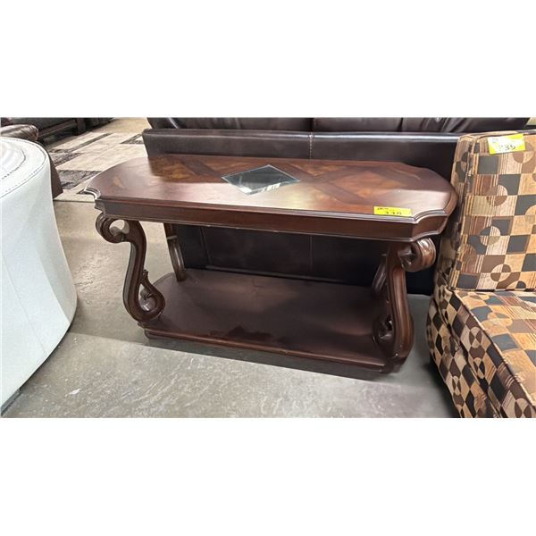 WOOD & IN-LAID GLASS HALL TABLE