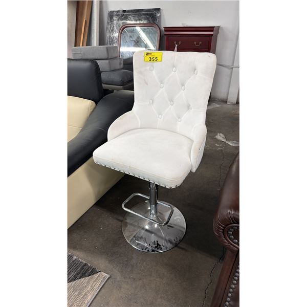 CHROME BASE STUDDED FABRIC ADJUSTABLE BAR CHAIR