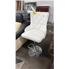 Image 1 : CHROME BASE STUDDED FABRIC ADJUSTABLE BAR CHAIR