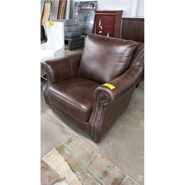 STUDDED LEATHER LOUNGE CHAIR
