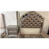 Image 2 : LEATHER & MIRRORED TRIM QUEEN SIZED BED & NIGHT STAND