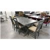 Image 1 : DINING TABLE WITH 4 CHAIRS & BENCH (TABLE DAMAGED)