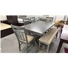 Image 2 : DINING TABLE WITH 4 CHAIRS & BENCH (TABLE DAMAGED)