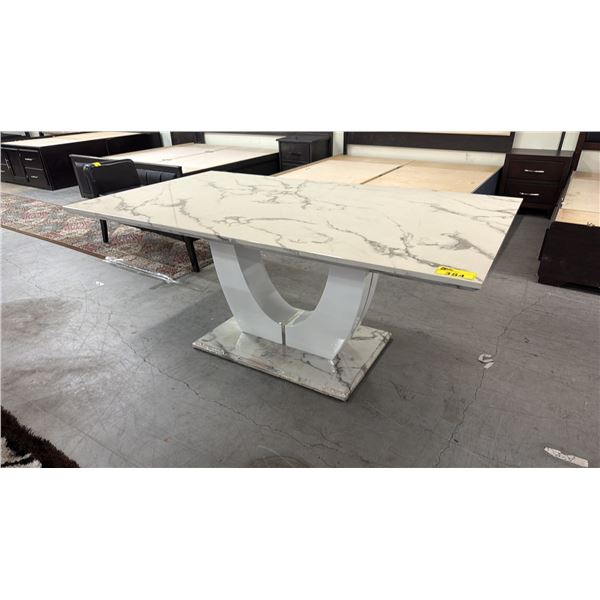 MODERN FAUX GRANITE DINING TABLE (DAMAGED)
