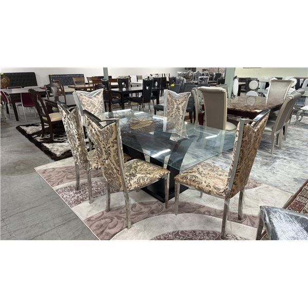 GLASS TOP DINING TABLE & 5 CHAIRS