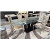 Image 3 : GLASS TOP DINING TABLE & 5 CHAIRS
