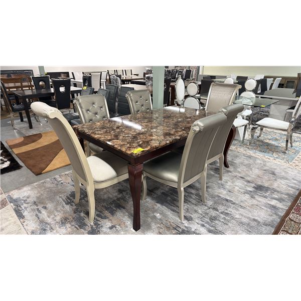 FAUX GRANITE DINING TABLE WITH 6 CHAIRS