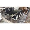 Image 2 : MODERN GLASS TOP DINING TABLE WITH 6 CHAIRS (1 CHAIR MISMATCHED)