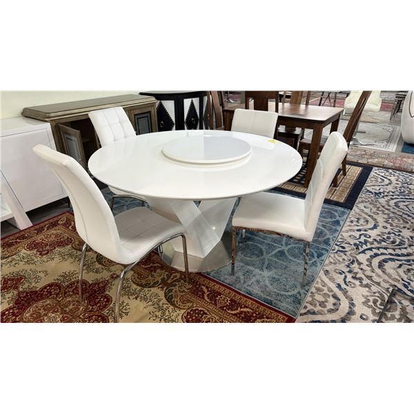 MODERN ROUND DINING TABLE WITH LAZY SUSAN & 4 CHAIRS