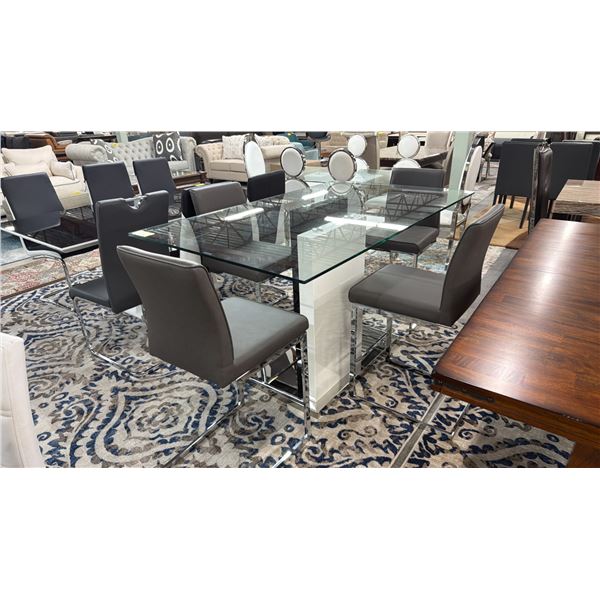 MODERN GLASS TOP DINING TABLE WITH 4 CHAIRS
