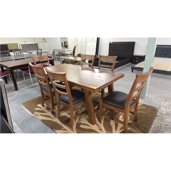 WOOD DINING TABLE WITH 6 CHAIRS