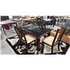 Image 2 : WOOD & GLASS TOP DINING TABLE WITH 4 CHAIRS