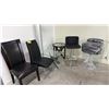 Image 1 : 4 ASSORTED CHAIRS & 2 SMALL GLASS TOP TABLES
