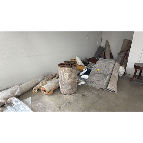 ASSORTED AREA RUGS, THROW PILLOWS & MORE *MUST TAKE ALL IN PHOTOS*
