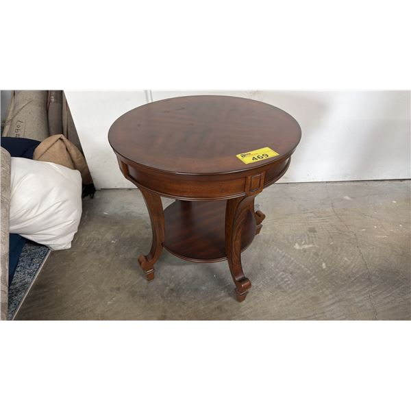 ROUND 2-TIER WOOD END TABLE