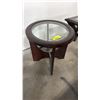 Image 2 : ROUND MODERN WOOD & IN-LAID GLASS END TABLE