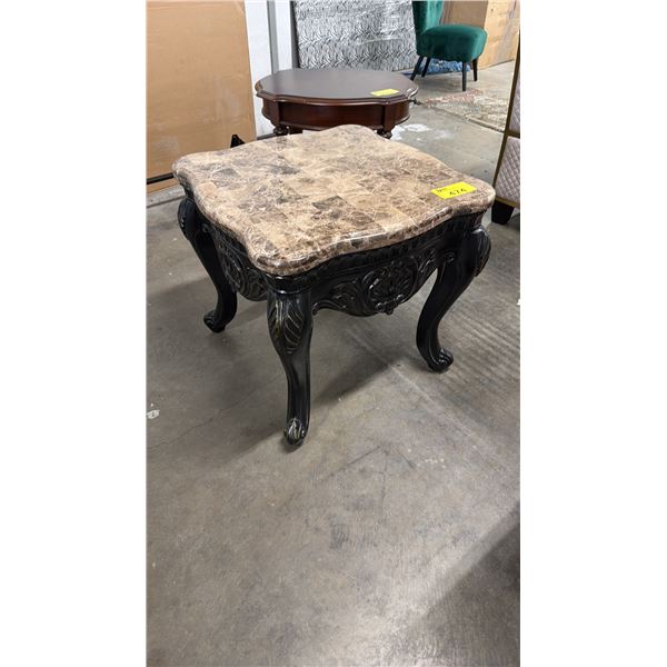 MODERN WOOD & GRANITE TOP END TABLE