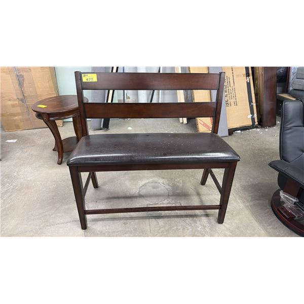 WOOD & LEATHER BENCH