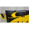 Image 2 : Bombardier Ski-Doo Vintage Dealer Sign, Black and Yellow with Logo Double Sided Painted Metal 1967