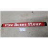 Image 1 : Five Roses Flour Porcelain Enamel Advertising Door Push Bar 3.75 x 32" Vintage