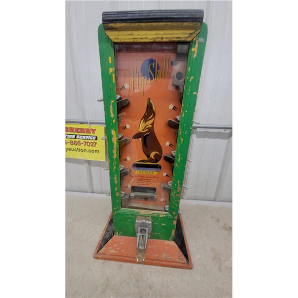 Flip Skill Coin-Operated Pinball-Style Arcade Game with Seal Graphics 1930.S Seems Complete and