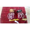 Image 1 : Pair of Vintage Ruby Red Glass Globe EXIT Sign Lights with Metal Fittings, Approx 6" Diameter