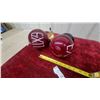 Image 5 : Pair of Vintage Ruby Red Glass Globe EXIT Sign Lights with Metal Fittings, Approx 6" Diameter