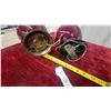 Image 6 : Pair of Vintage Ruby Red Glass Globe EXIT Sign Lights with Metal Fittings, Approx 6" Diameter