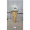 Image 1 : Large Fiberglass Ice Cream Cone Display Sign with Vanilla Scoop, Wall-Mount Bracket Flange Style