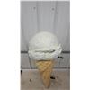 Image 2 : Large Fiberglass Ice Cream Cone Display Sign with Vanilla Scoop, Wall-Mount Bracket Flange Style