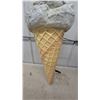 Image 3 : Large Fiberglass Ice Cream Cone Display Sign with Vanilla Scoop, Wall-Mount Bracket Flange Style