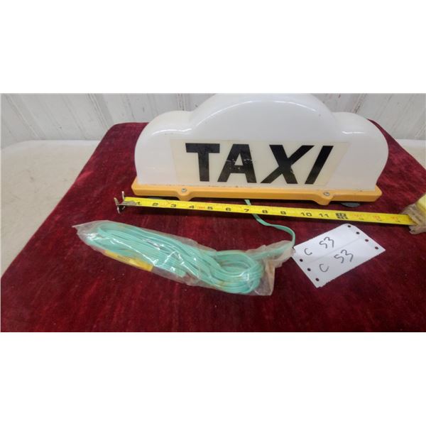Taxi Roof Light Sign with Yellow Base and Green Wiring Cable, Approx 12" Length