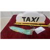 Image 1 : Taxi Roof Light Sign with Yellow Base and Green Wiring Cable, Approx 12" Length