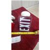 Image 3 : Pair of Vintage Glass Exit Signs with White Porcelain Ceiling Mount Fixtures, Approx. 5 x 6" Each