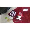 Image 6 : Pair of Vintage Glass Exit Signs with White Porcelain Ceiling Mount Fixtures, Approx. 5 x 6" Each