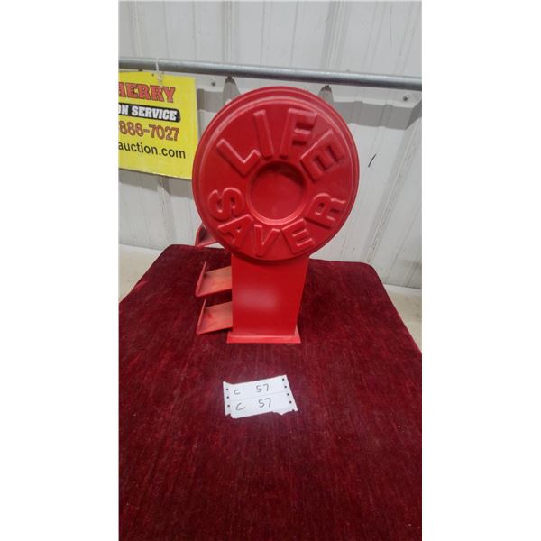 Life Savers Candy Plastic Store Counter Display Stand with Tiered Shelves, Red 16" Tall