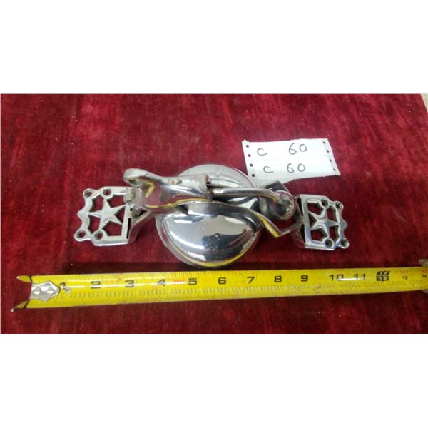 Vintage Chrome Door Bell with Star of David Decorative Mounting Plates, Approx. 12 "Inches