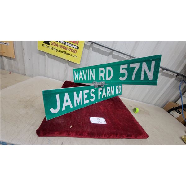 Street Sign Set - James Farm Rd & Navin Rd 57N with Mounting Hardware 30" and 36"