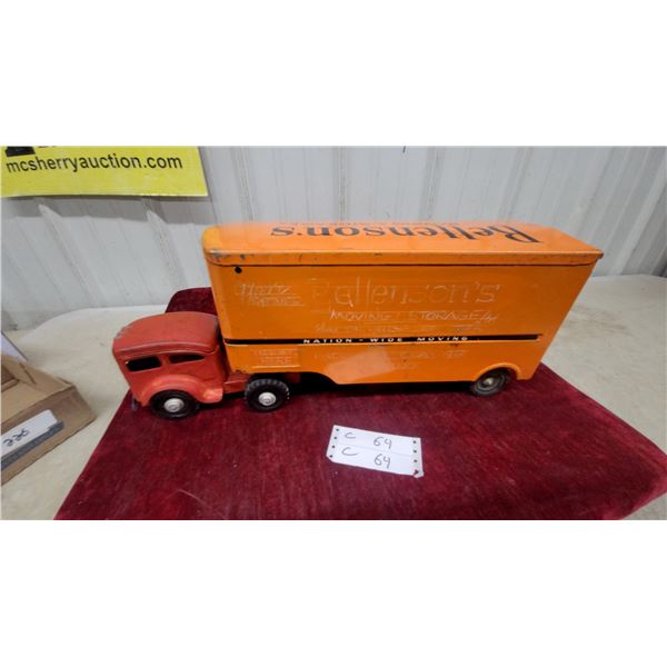 Lincoln Vintage Pressed Steel Toy Moving Van Truck - Allied/Peterson's Moving & Storage 21" Long