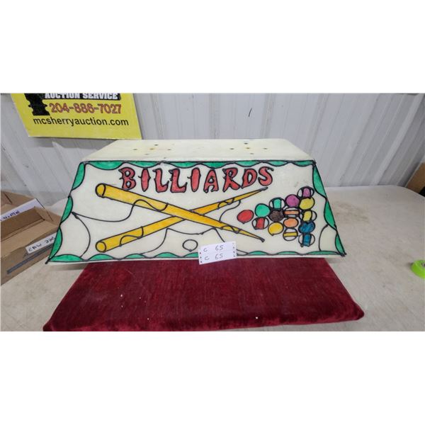 Stained Glass Style Billiards/Pool Table Light Fixture with Cue & Ball Design 33 x 11 x 18"