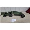 Image 1 : Vintage Modle Toy Pressed Metal Olive Green Scraper, Rubber Tires 27"