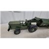Image 2 : Vintage Modle Toy Pressed Metal Olive Green Scraper, Rubber Tires 27"