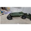 Image 9 : Vintage Modle Toy Pressed Metal Olive Green Scraper, Rubber Tires 27"